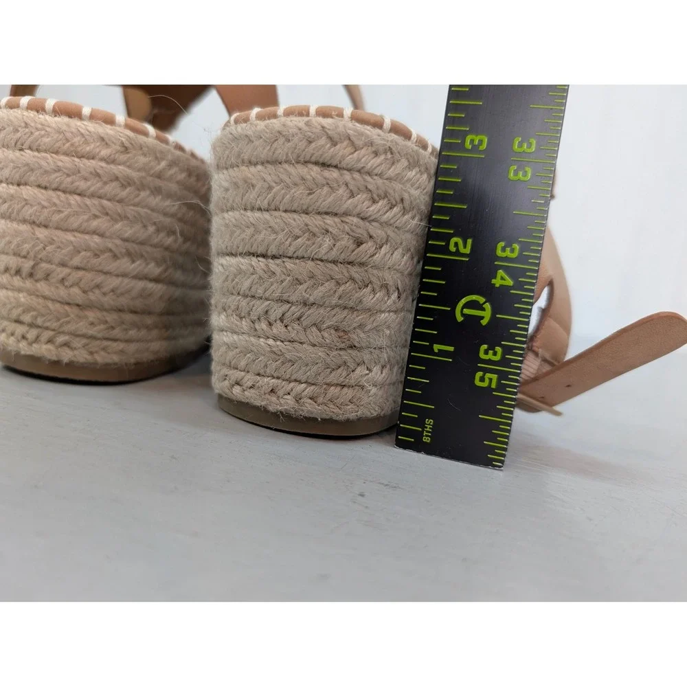 Bamboo‎ Tan Espadrille Platform Sandals Women's 10 Buckle Ankle Strap Jute Wedge